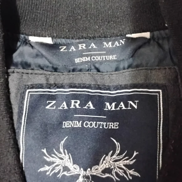 ZARA Men's Denim Couture  Jacket with Leather Sleeves Size XL - Picture 8 of 12